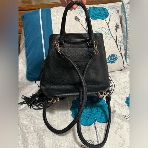 ZARA Faux Leather Fringe Bucket Backpack - Picture 4 of 8